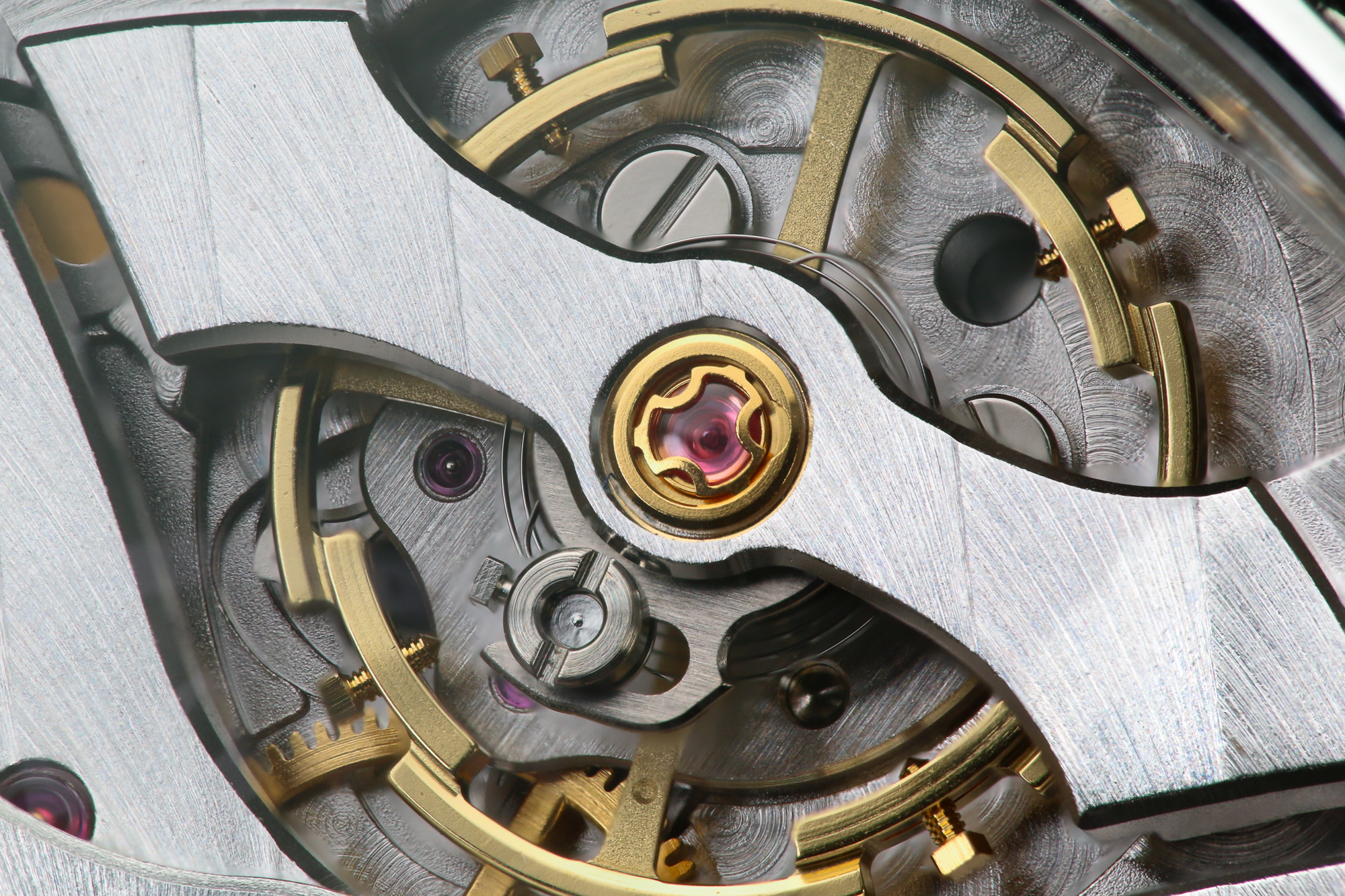 Macro detail of balance bridge on 9SA5 caliber.